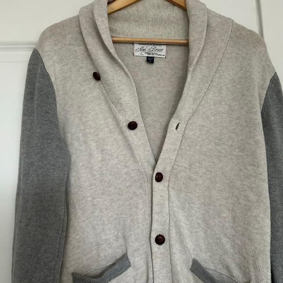 Abel Brown Varsity Shawl-Collar Sweater - Picture 5 of 10